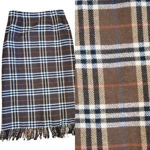 90s Novacheck Brown Plaid Midi Maxi Skirt Wool Blend Fringe Preppy Fall Romcon 6